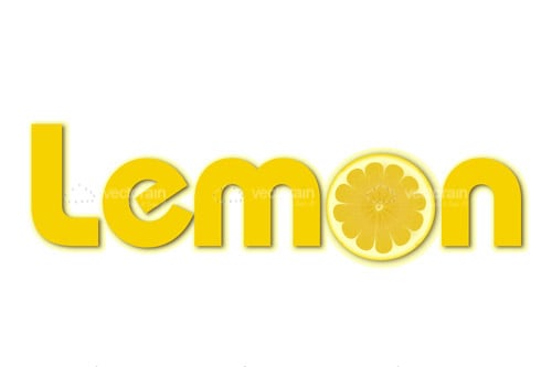 Lemon Word in Yellow Font with Lemon Slice Lemon Word in Yellow Font with Lemon Slice